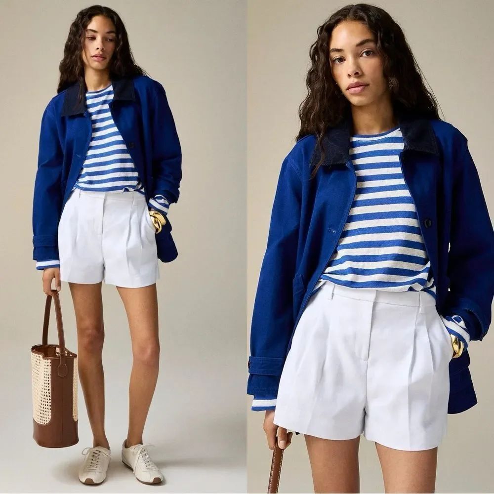 NWT J CREW Lucia short in stretch linen blend in white